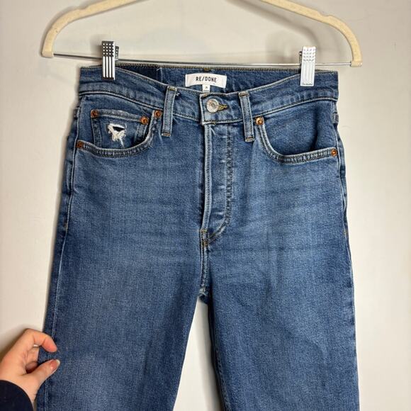 Re/Done 90s High Rise Ankle Crop Jean in Dark Stone - Picture 2 of 9